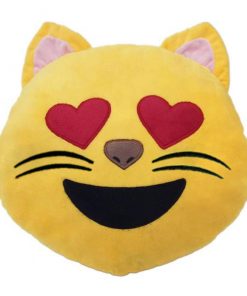 Emoji Kussen van Kat met Hartoogjes (32cm x 32cm)