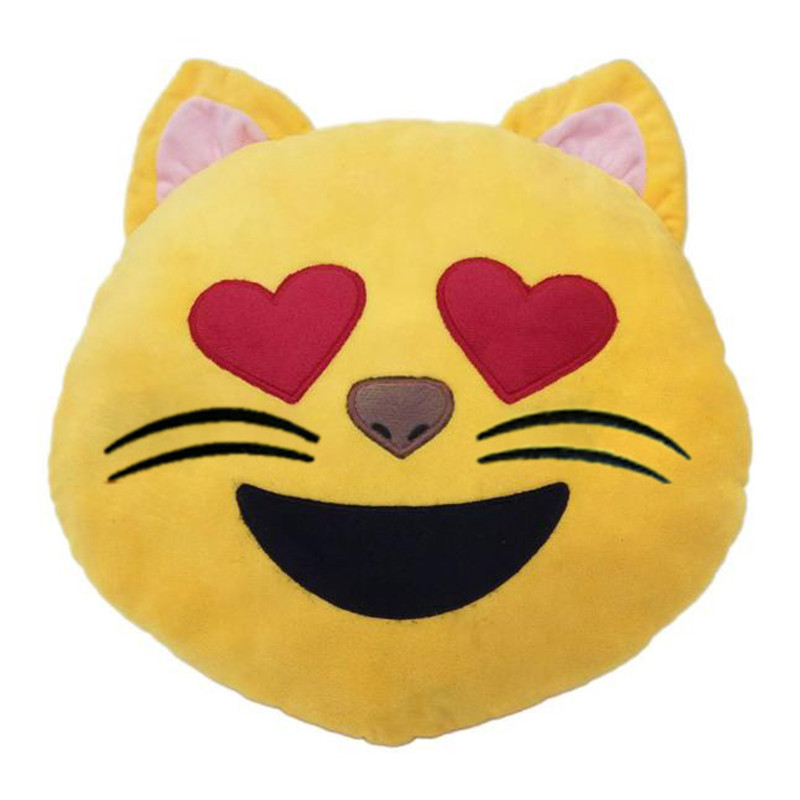 Emoji Kussen van Kat met Hartoogjes (32cm x 32cm)