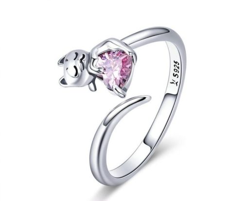 Roze Hart Kat Ring