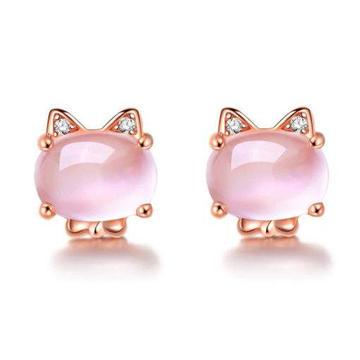 Roze Oorbellen Kat